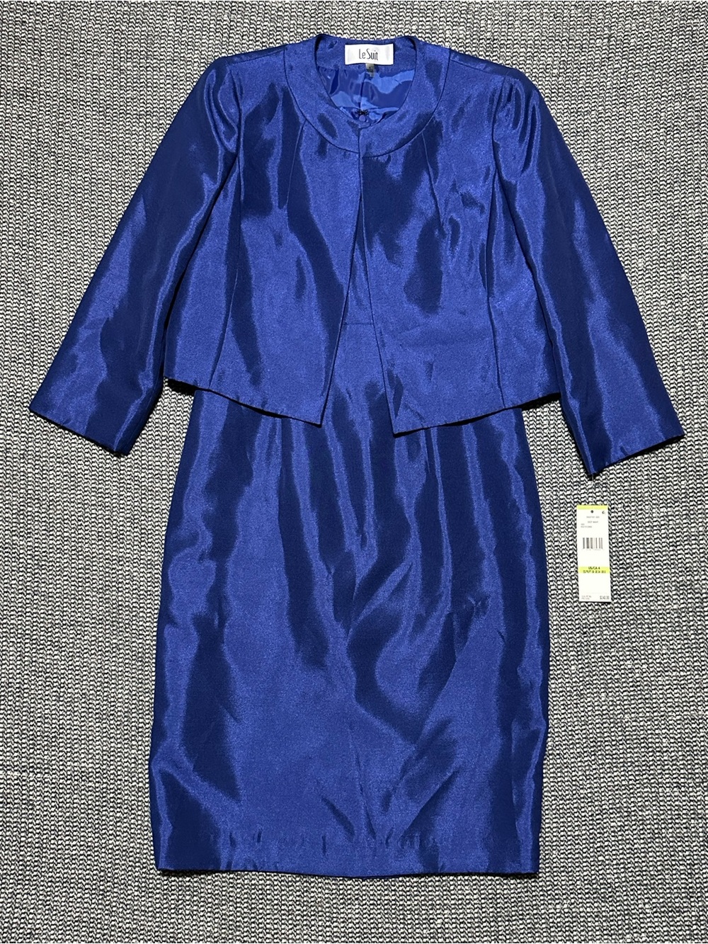 🆕 Le Suit Cobalt Blue Satin Dress with Cropped Jacket